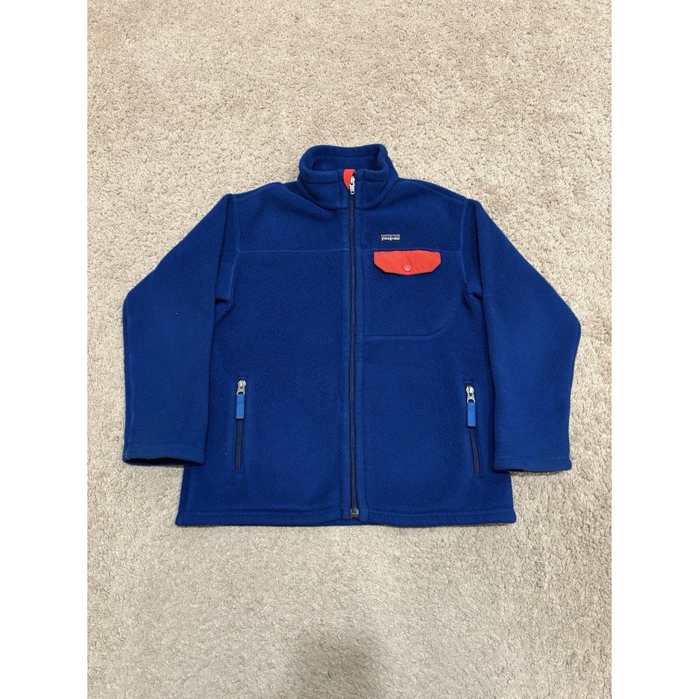 Patagonia Kids Synchilla Snap-Zip Jacket Boys Small (8) Blue Zip Up Sweatshirt